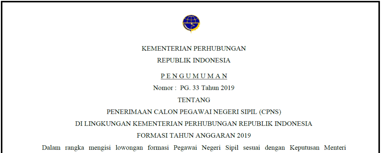 Format Surat Lamaran Cpns Kementerian Perhubungan 2024